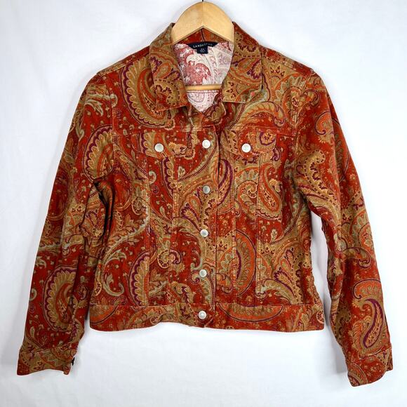 Lands' End Paisley Faux Suede Jacket - Picture 1 of 7